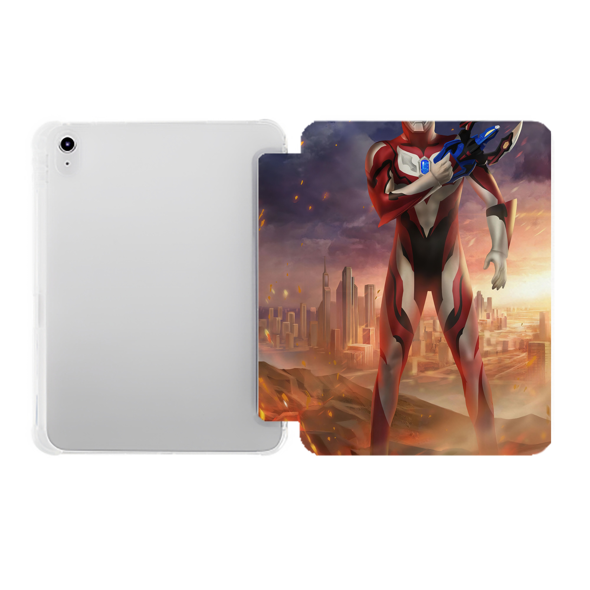 （画像用） ウルトラマン Ultraman IPad ケース ペン収納付き 三つ折りスタンド PUレザー×シリコン 対応機種9.5/10.5/10.9インチ